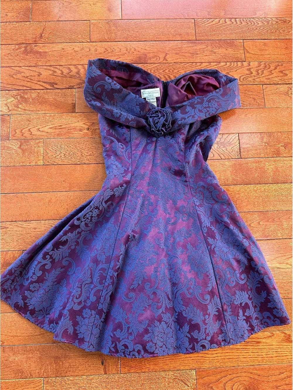 Vtg Jessica McClintock Gunne Sax Purple Brocade Halter Dress 9/10 Whimsigoth